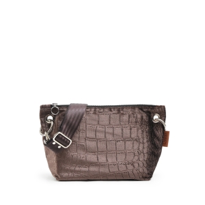 Mała Czarna - Croco brown mini /welur/ 
