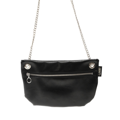 Flat Bag /shiny/, płaska torebka z eko skóry z suwakiem z przodu