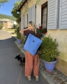 paper backpack blue