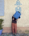 paper backpack blue