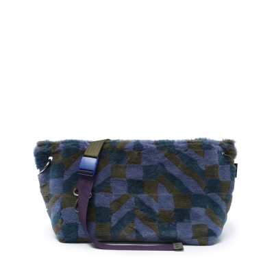 Torba typu Jamnik, rozmiar duży, futro patchwork